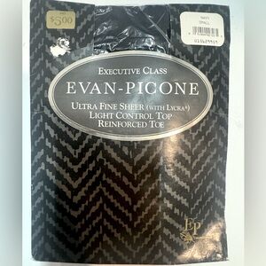 Evan-Picone Sheer Light Control Top Pantyhose Reinforced Toe Size Small Navy
